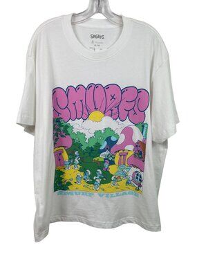 The Smurfs Smurf Village White Graphic T-Shirt Mens Size XL